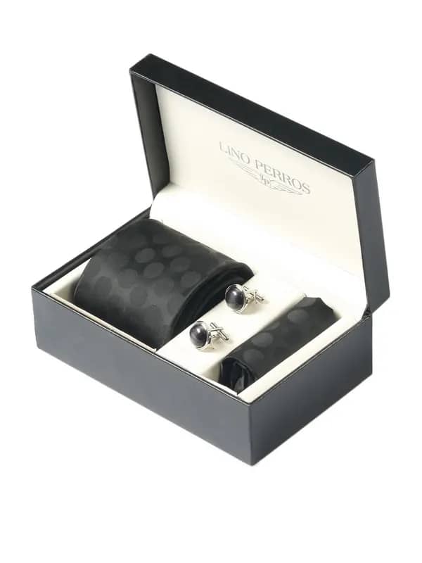 Lino Perros Men Formal Black Accessory Gift Set