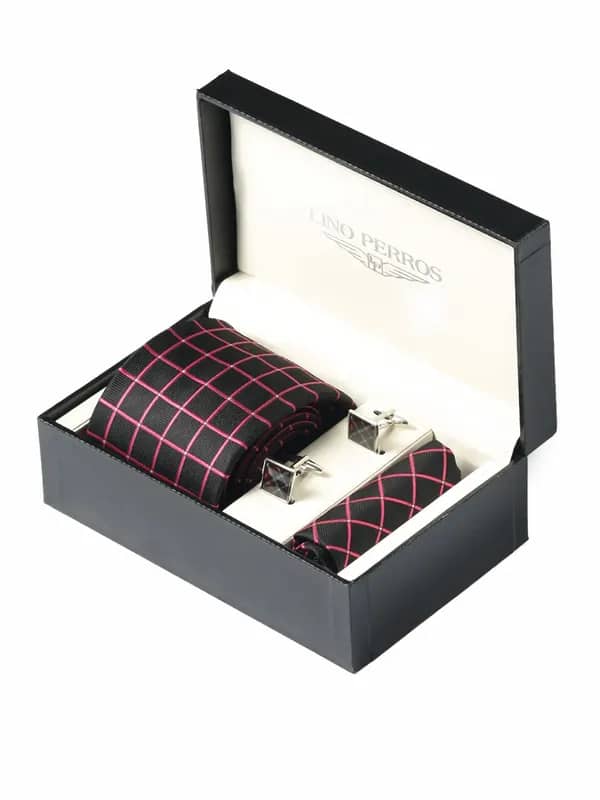 Lino Perros Men Formal Black Accessory Gift Set