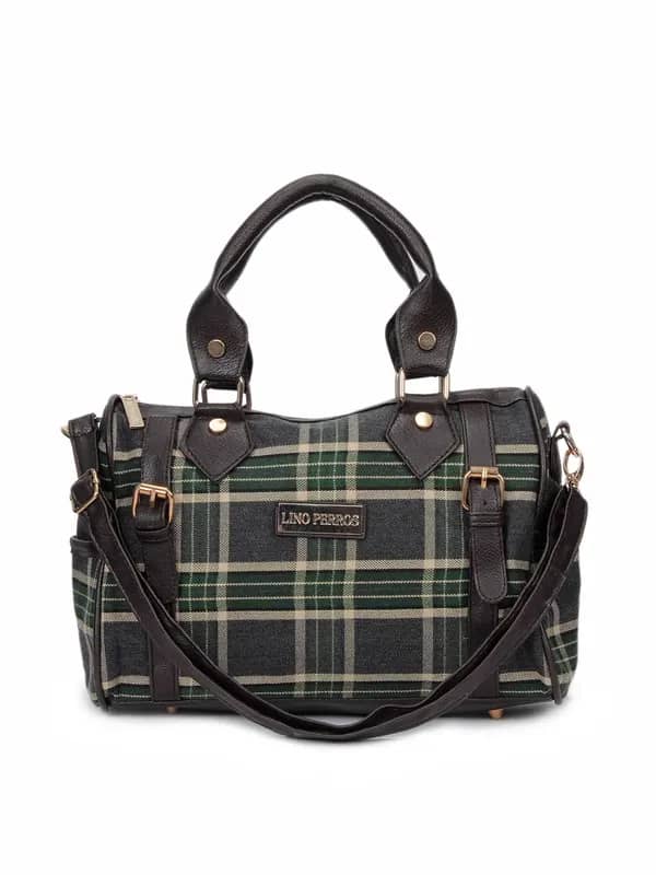 Lino Perros Women Check Green Handbag