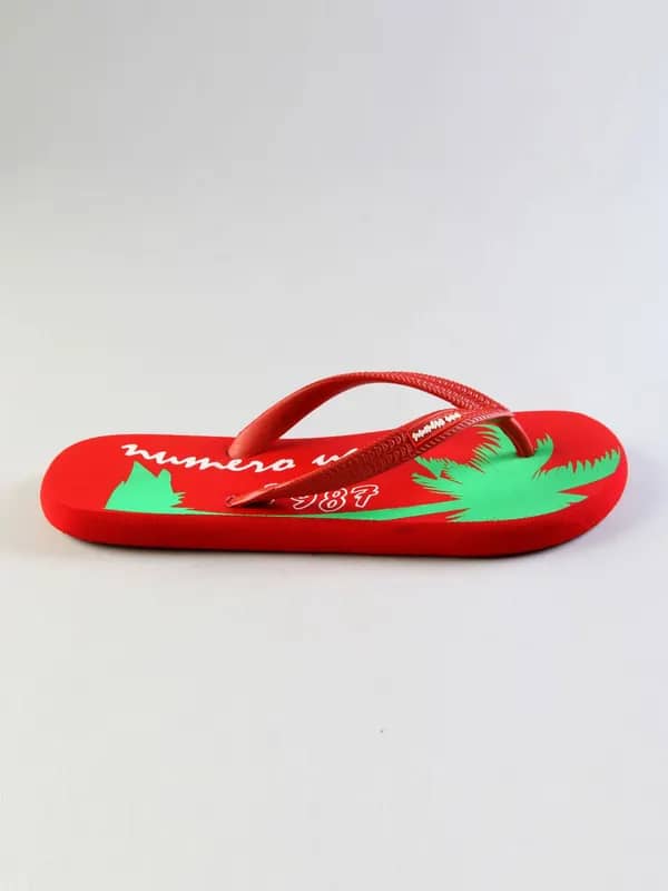 Numero Uno Men's Casual Graphic Red Flip Flop