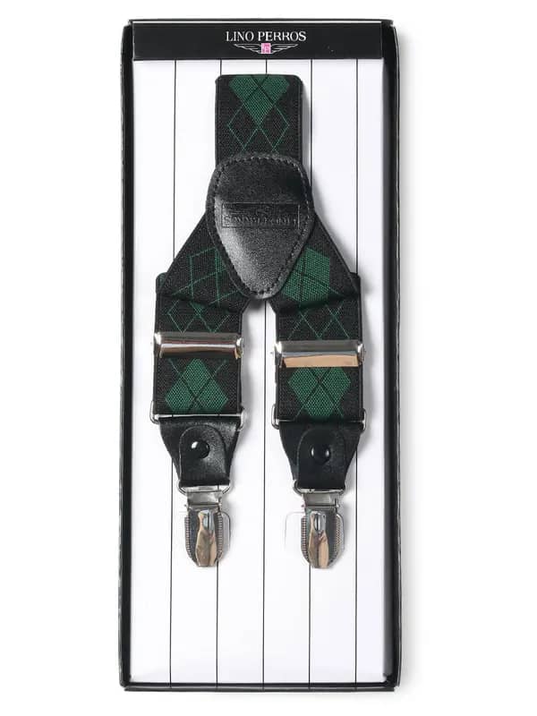 Lino Perros Men Black & Green Suspenders