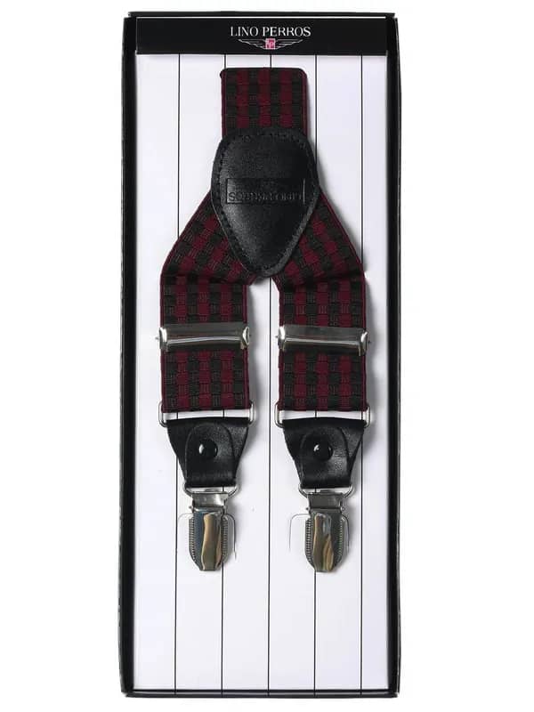 Lino Perros Men Maroon & Black Suspenders