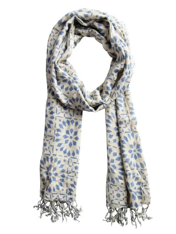 Femella Women Printed Blue Scarf