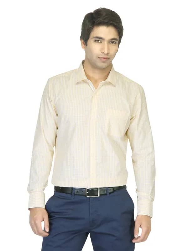 John Miller Men Check Yellow Shirt