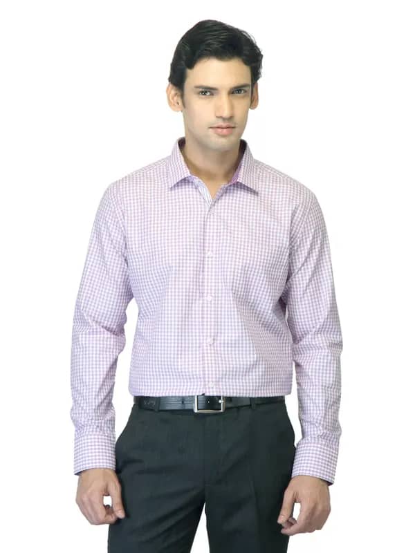 John Miller Men Check Purple Shirt
