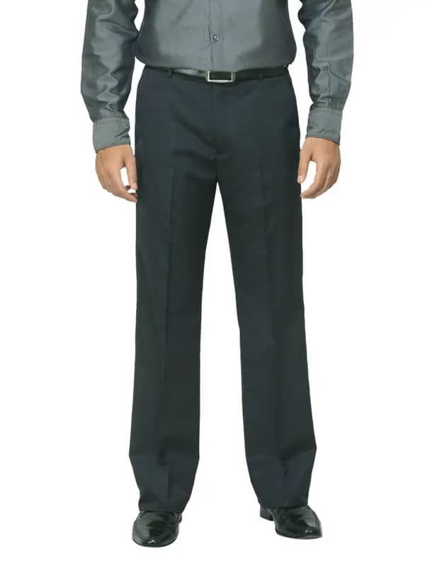 John Miller Men Striped Navy Blue Trousers