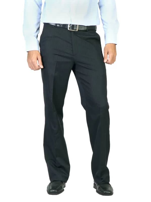 John Miller Men Striped Navy Blue Trousers