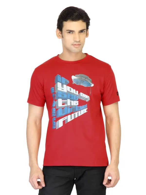 Proline Men Red Printed T-shirt