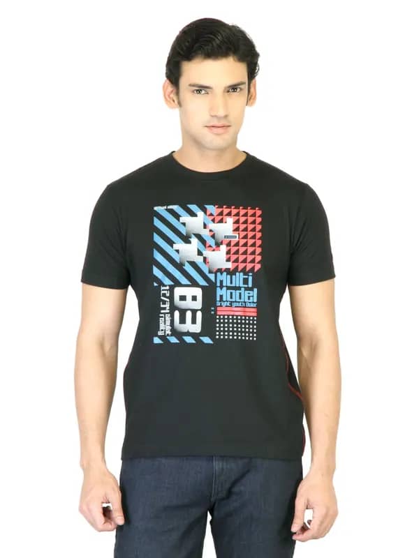 Proline Men Black Printed T-shirt