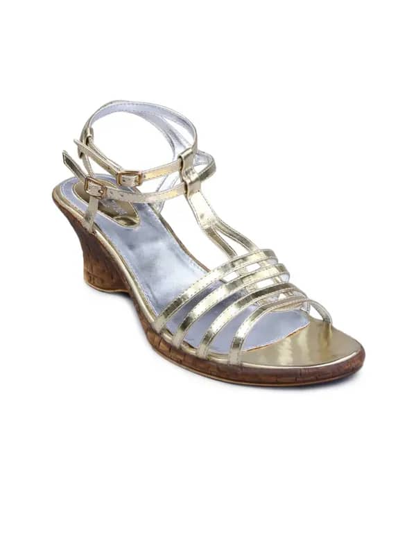 Carlton London Women Four Strapped Gold Sandal
