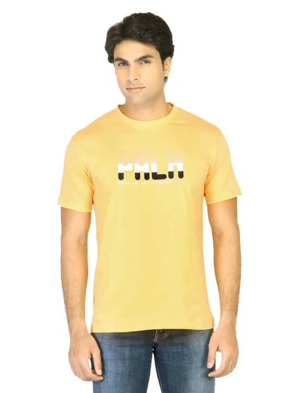 Proline Men Yellow T-shirt with Printed Detail