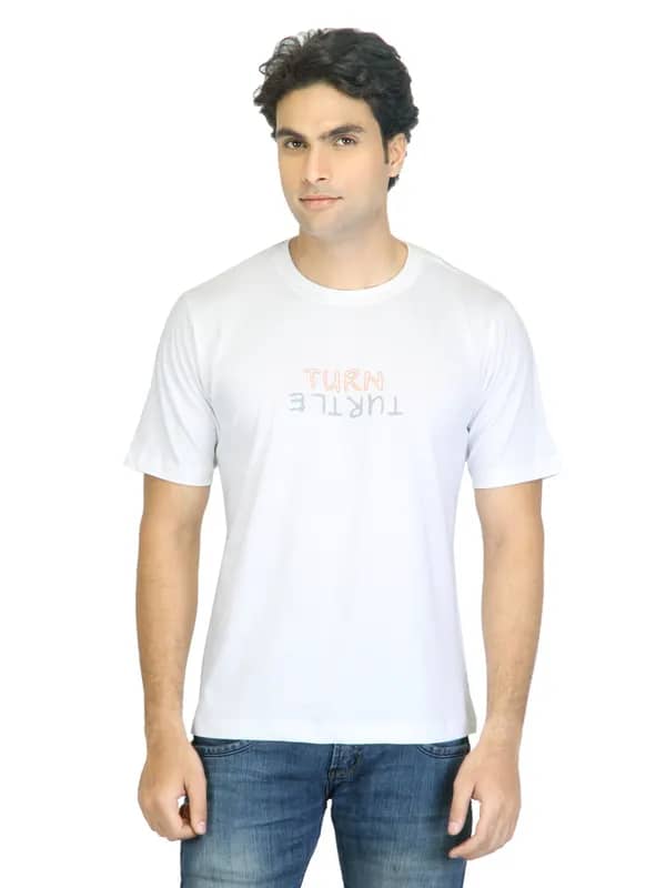 Turtle Men Printed White T-shirt