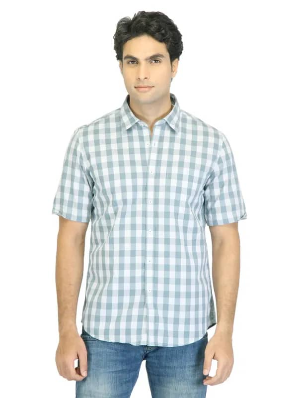 Turtle Men Check Grey Shirt