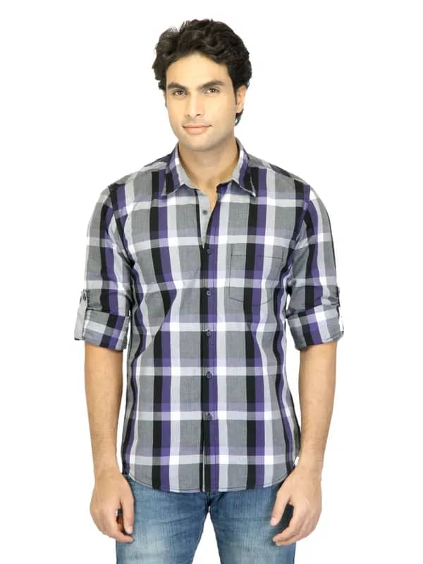 Turtle Men Check Purple Shirt