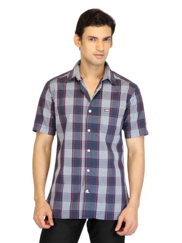 Arrow Sport Men Navy Blue Check Shirt