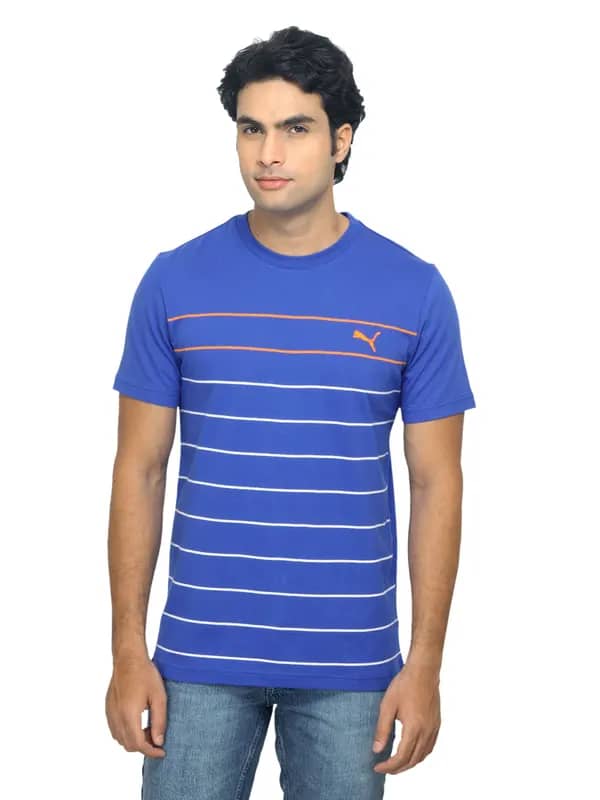Puma Men Fine Striped Blue T-shirt