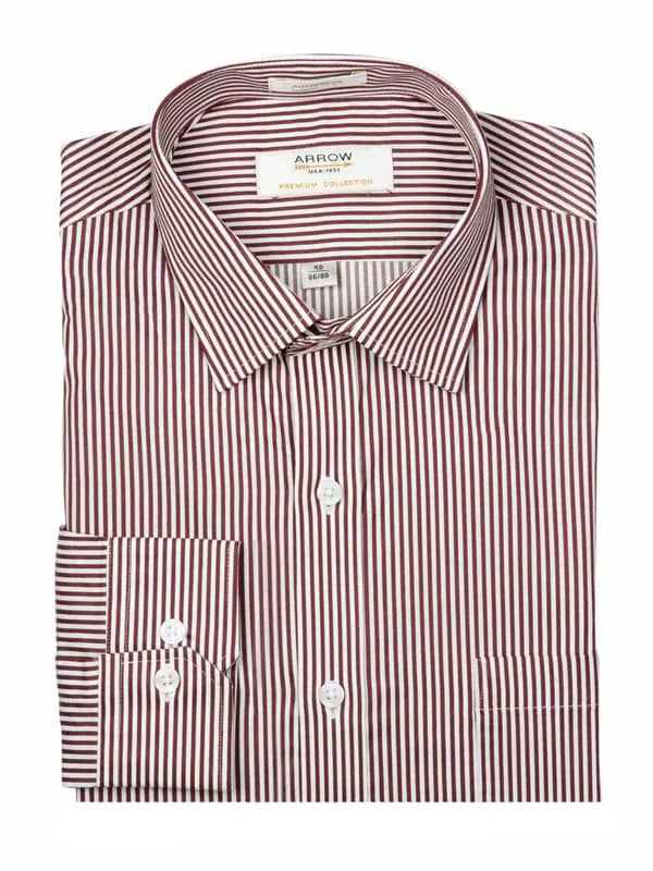 Arrow Men Maroon Striped Slim Fit Shirt