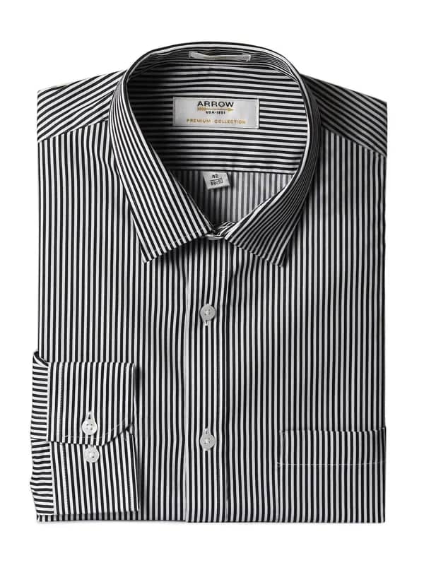 Arrow Men Black Striped Slim Fit Shirt
