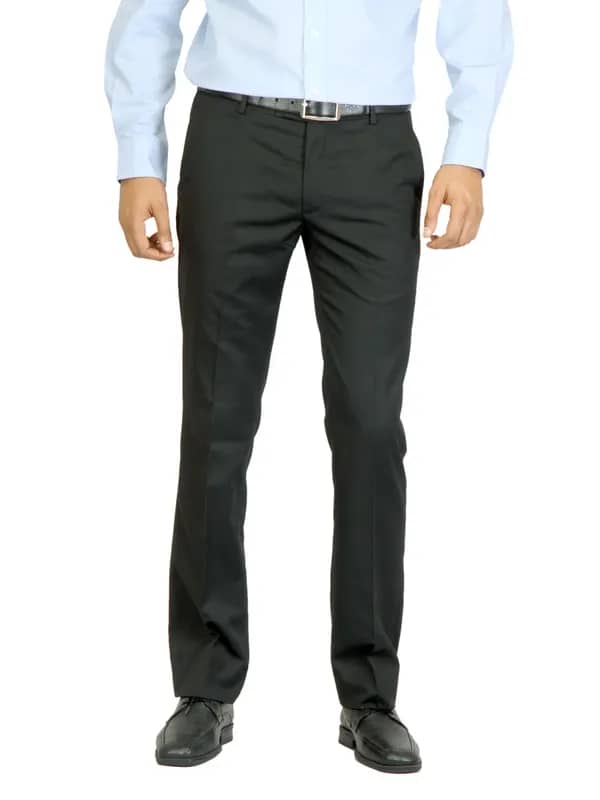 Arrow Men Black Flat Front Trousers
