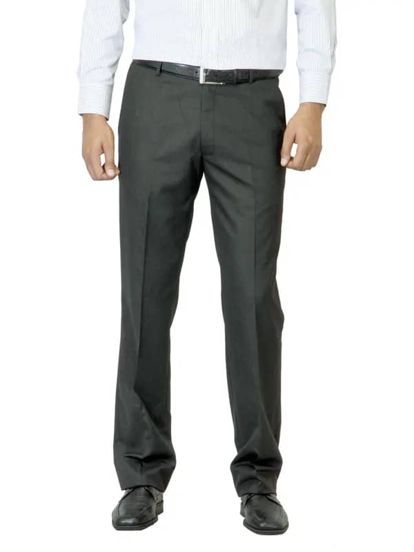Arrow Men Charcoal Flat Front Trousers