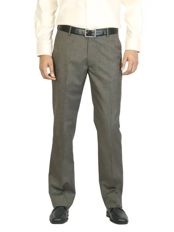 Arrow Men Brown Flat Front Trousers