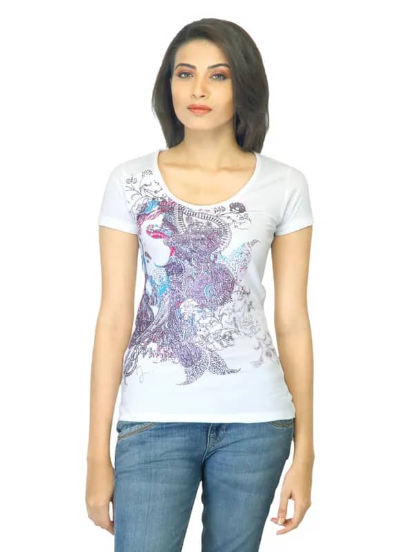 Jealous 21 Women Printed White T-shirt