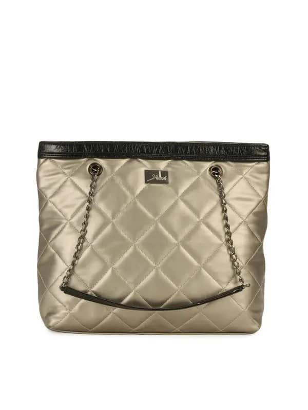 Yelloe Silver Metallic Finish Handbag