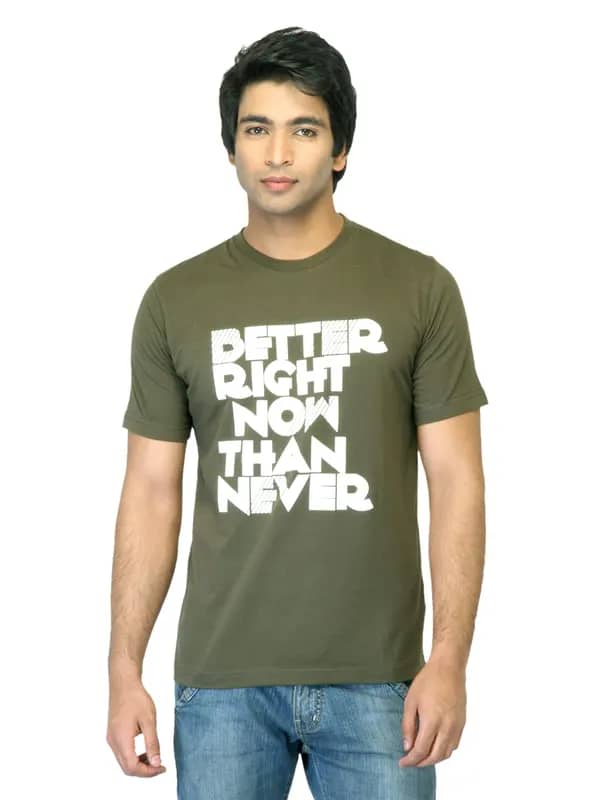 Mark Taylor Men Printed Olive T-shirt