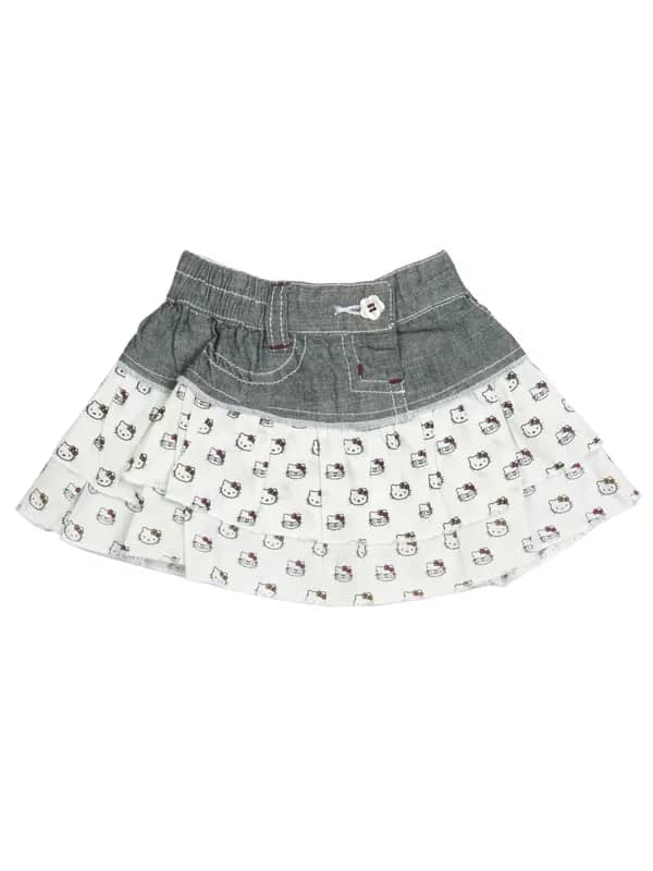 Doodle Kids Girl Printed Grey Skirt