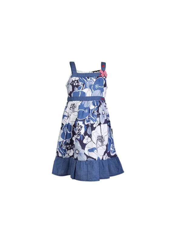 Doodle Kids Girl Printed Blue Dress