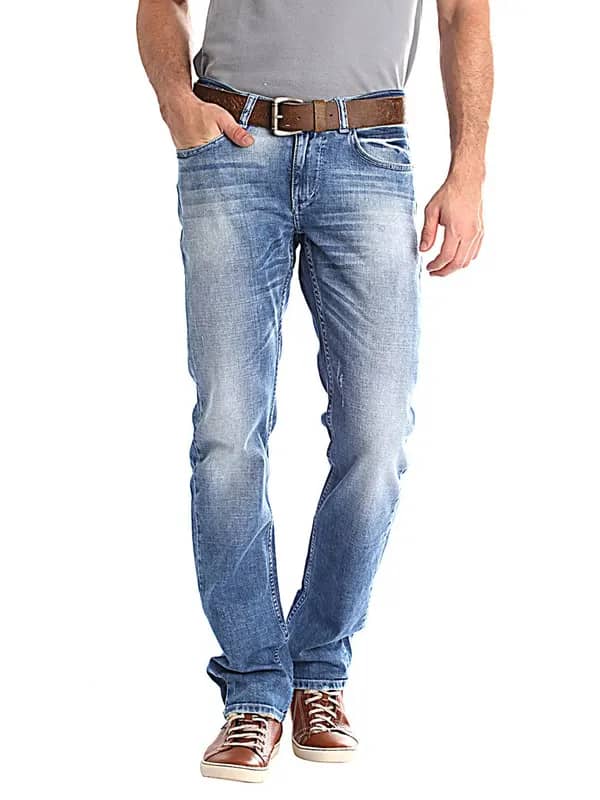 Spykar Men Washed Blue Jeans