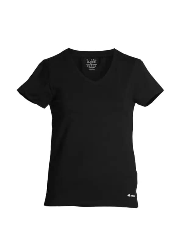Jockey Women Black V-neck T-Shirt