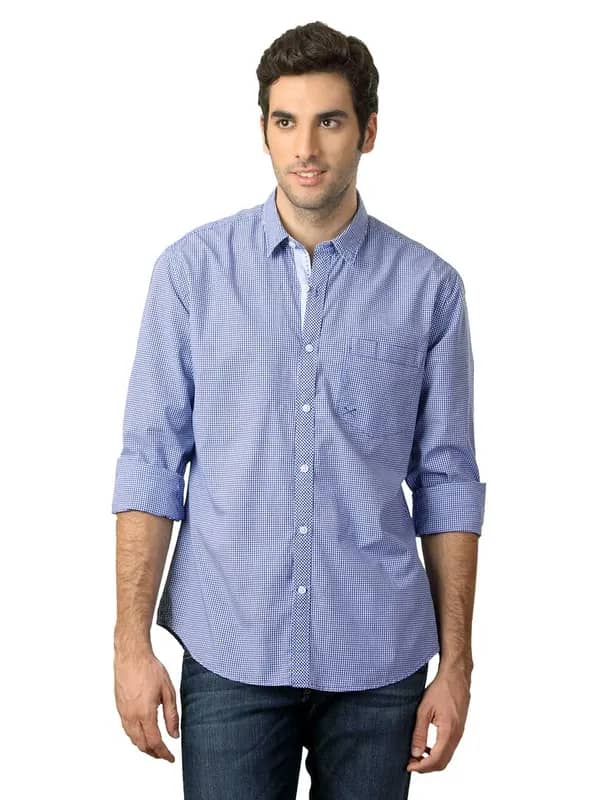Scullers Men Checked Blue Shirt