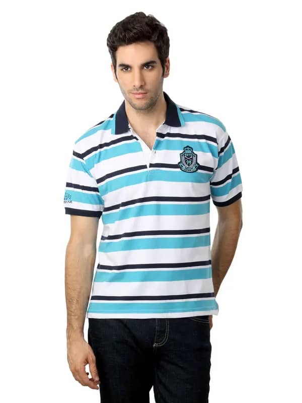 Scullers Men White & Blue T-shirt