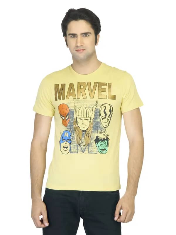 Marvel Men Printed Yellow T-shirt