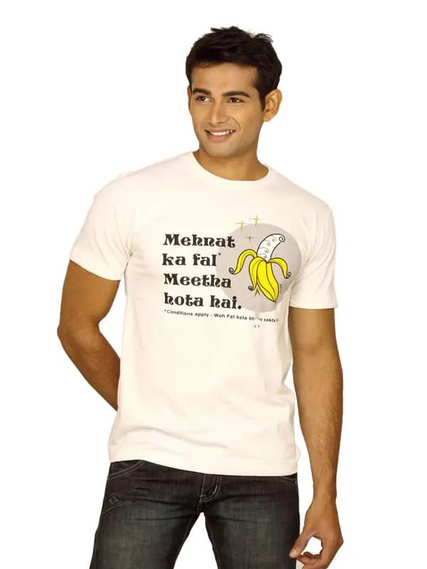 Ediots Men's Mehenat Ka Fal White T-shirt
