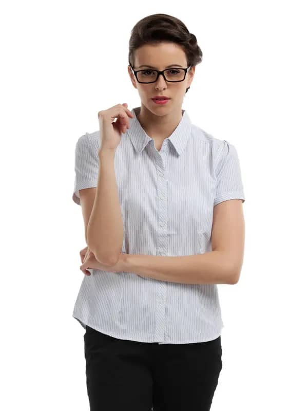 Scullers For Her Women White Striped Shirt