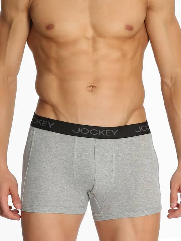 Jockey ELANCE Mens Grey Melange Trunks 1015