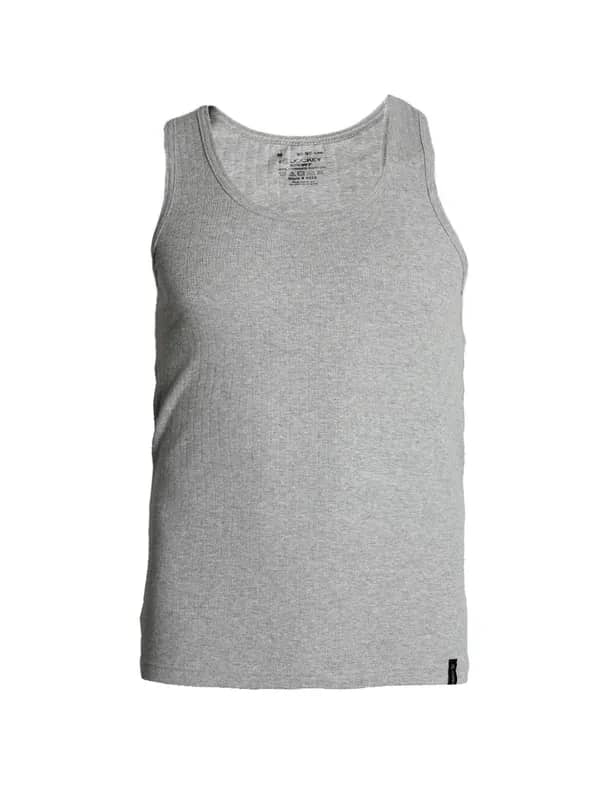 Jockey Men Grey Melange Self-Striped Innerwear Vest 9922