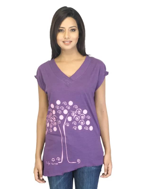 Urban Yoga Women Printed Purple Top