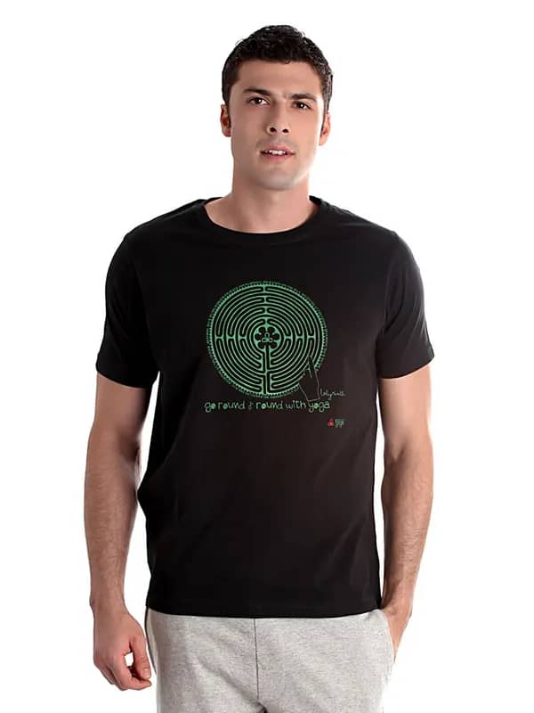 Urban Yoga Men Printed Black T-shirt