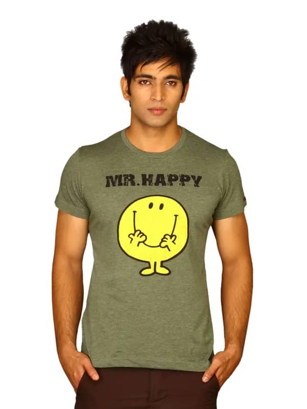 Mr.Men Men's Mr.Happy Grey T-shirt
