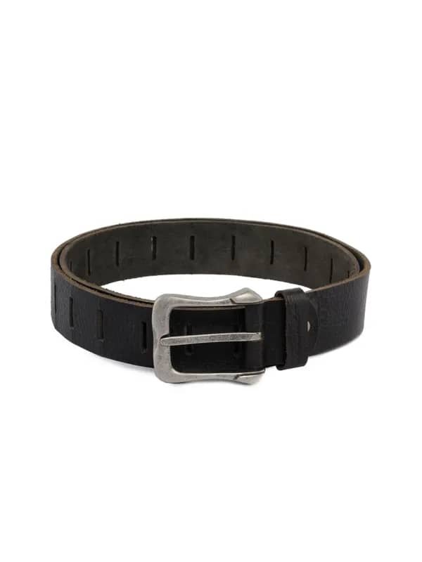 Peter England Men Leather Black Belt