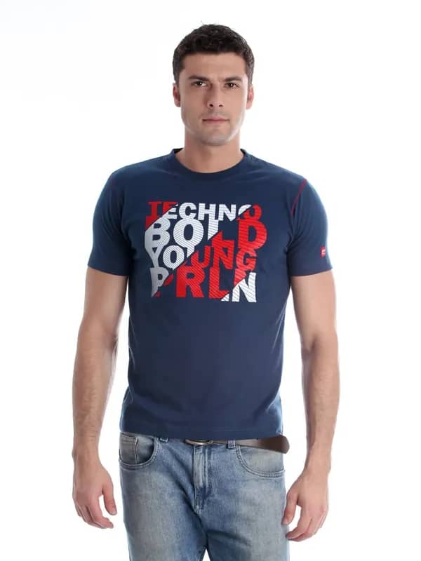 Proline Men Blue Printed T-shirt