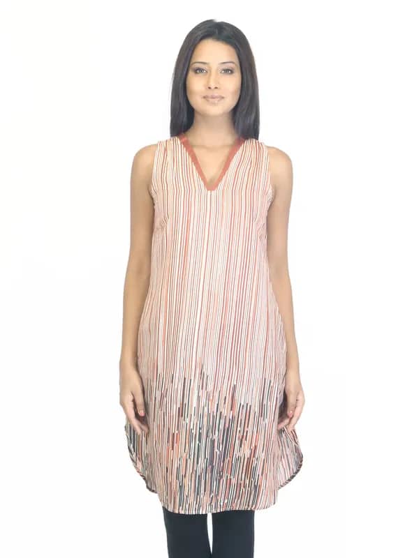 W Women Striped Rust Kurta