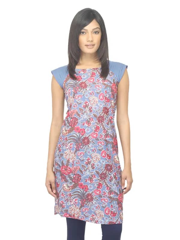 W Women Printed Blue Kurta