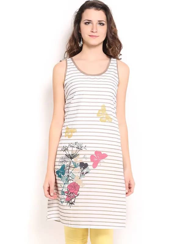 W Women Printed White Kurta
