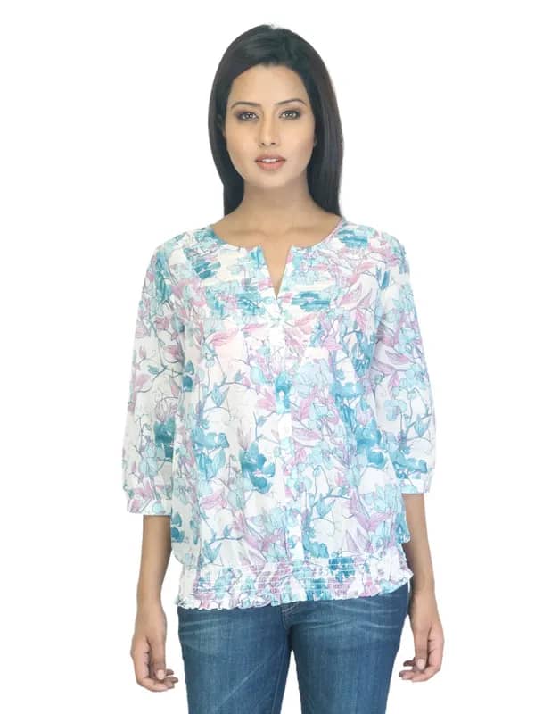 W Women Printed White Top
