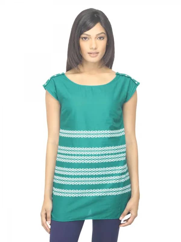 W Women Printed Green Top