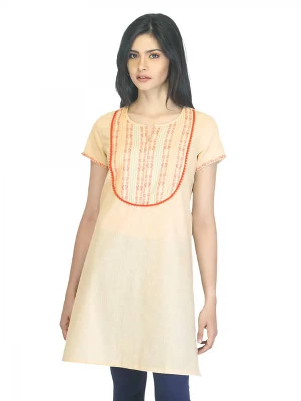 Aurelia Women Striped Beige Kurta